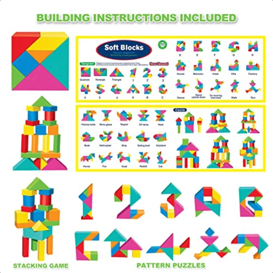 كتل رغوة للأطفال الصغار 138 قطعة إيفا لينة التراص اللبنات مجموعات الالعاب التعلم المبكر ألعاب البناء هدايا للبنين G