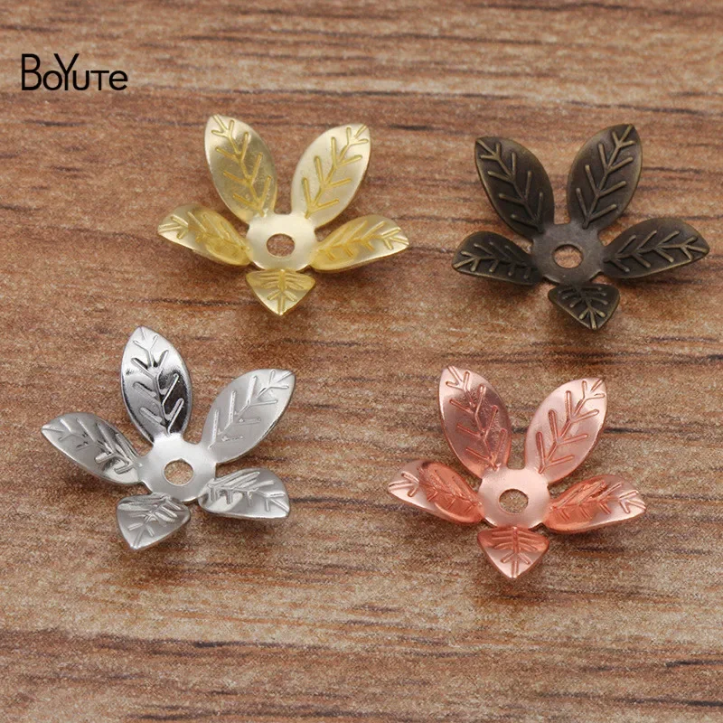 BoYuTe DIY 주얼리 액세서리 공급 업체, 스탬핑 황동 꽃 비드 캡, 200 개/로트, 13mm