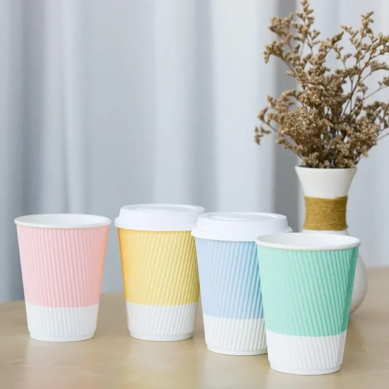 Takeaway coffee cup with lid Durable travel paper thermal cup for hot and cold drinks