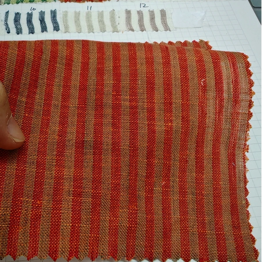 High-end natural fabric 100% linen 14S yarn-dyed strips linen fabric of shirt, trousers, and suit clothing available