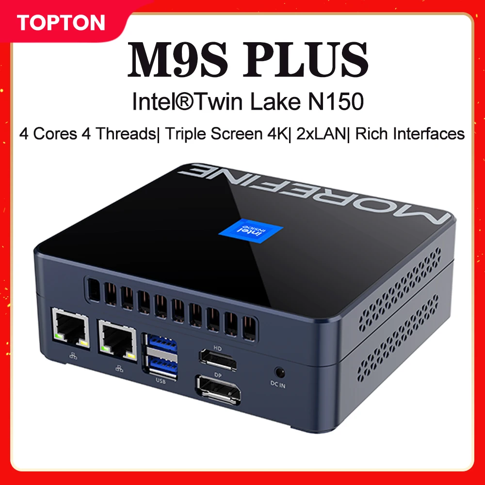 Morefine Gamer Mini PC Twin Lake Intel N150 N100 4 Core 4 Threads DDR5 4800MHz PCIE3.0x4 Firewall Router PC Windows 11 NUC WiFi6