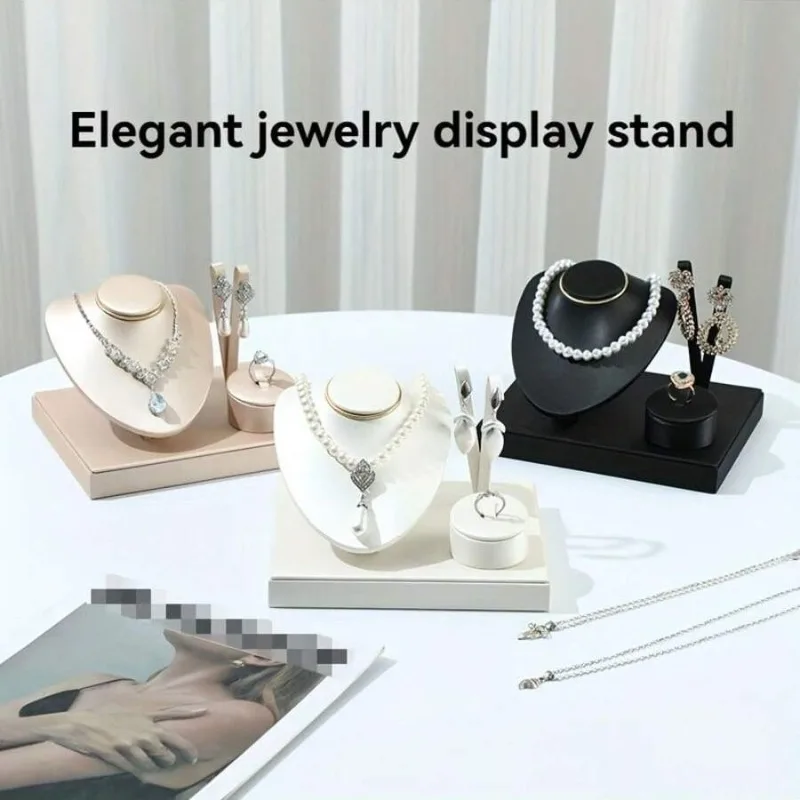 PU Brushed Jewelry Display Stand Ring Necklace Earring Organizer Live Broadcast Props