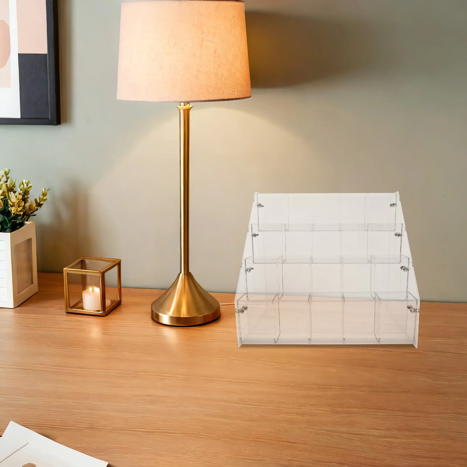 

4 Tier Pen Organizer Clear Vertical Pencil Display Stand Brush Holder Desktop Pencil Storage Organiser Stationery Storage
