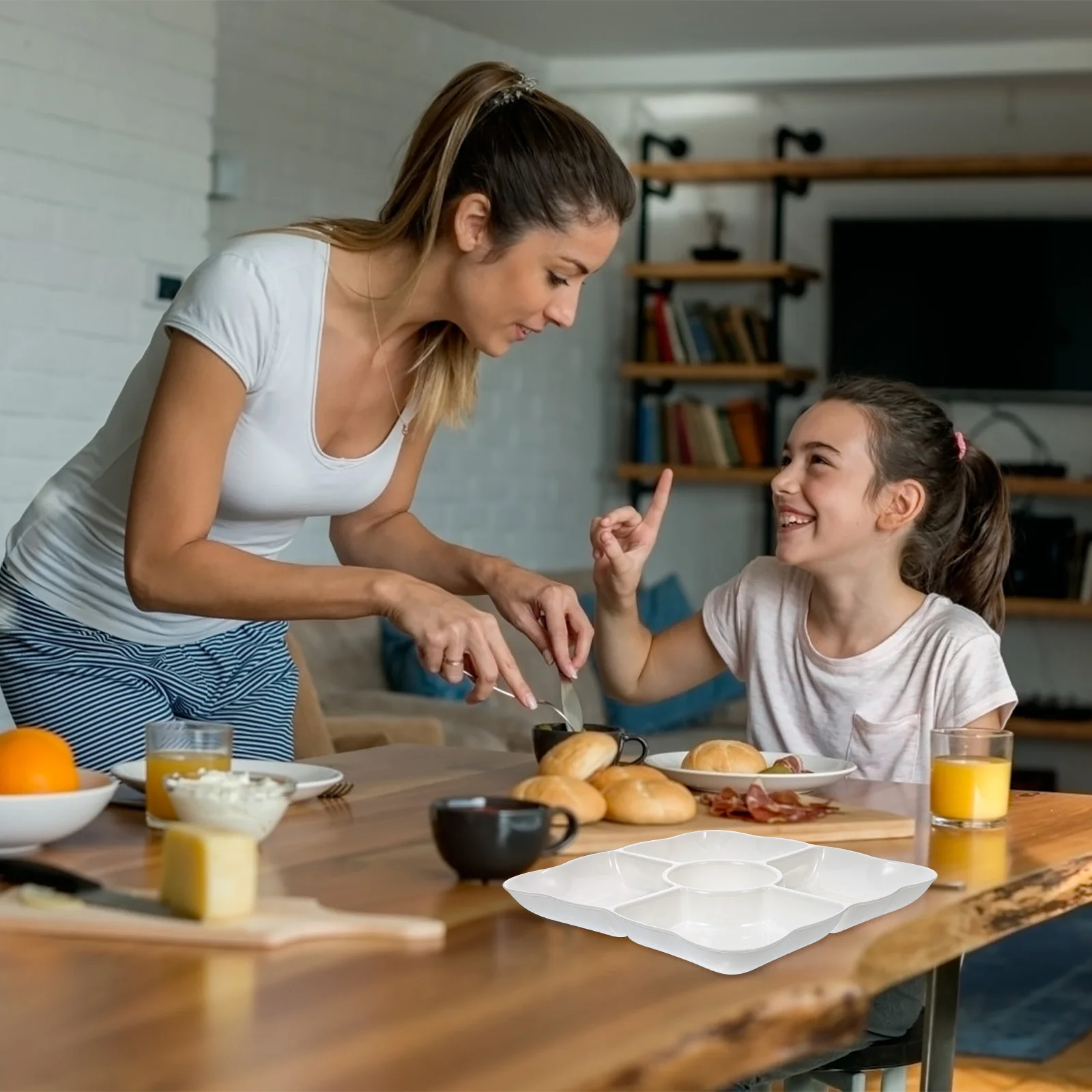 

2Pcs Dried Fruit Plate Multi-Grid Snack Tray for Candy Dry Food Storage Creative Serving Plate Party Dessert Holder