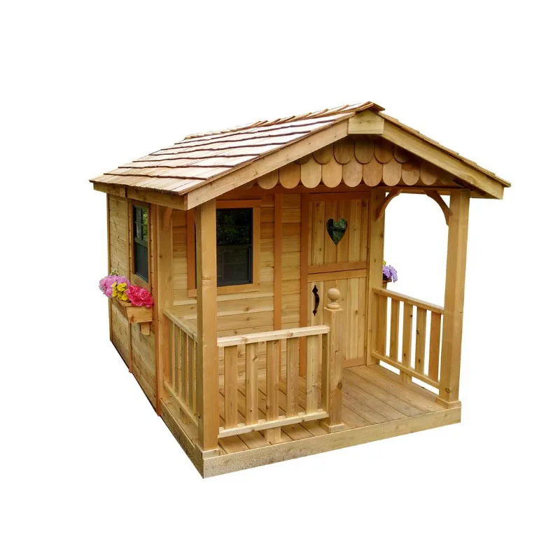 Outdoor Large Fir Wood Playhouse, Weatherproof Kids' Cabin with UV Protection & Preservative Coating