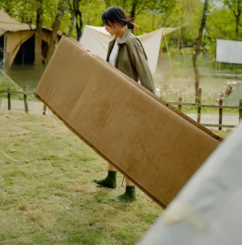 

Suede Automatic Inflatable Mattress Moisture-Proof Thickened Camping Mat with PVC Core