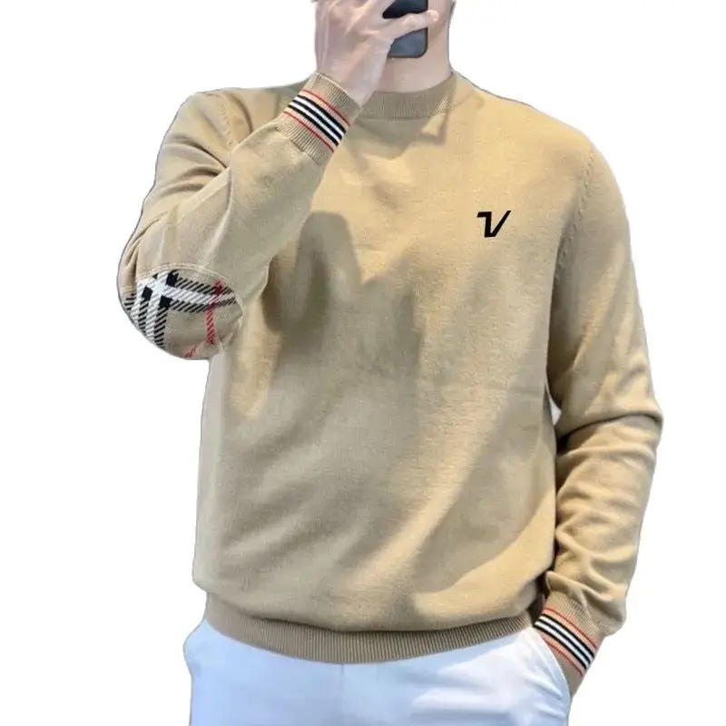 방풍니트골프 2024 Golf New Luxury Long Sleeves Fashion Casual Round Neck Windproof Blouse Autumn Golf Wear Men Korean Golf Sweater