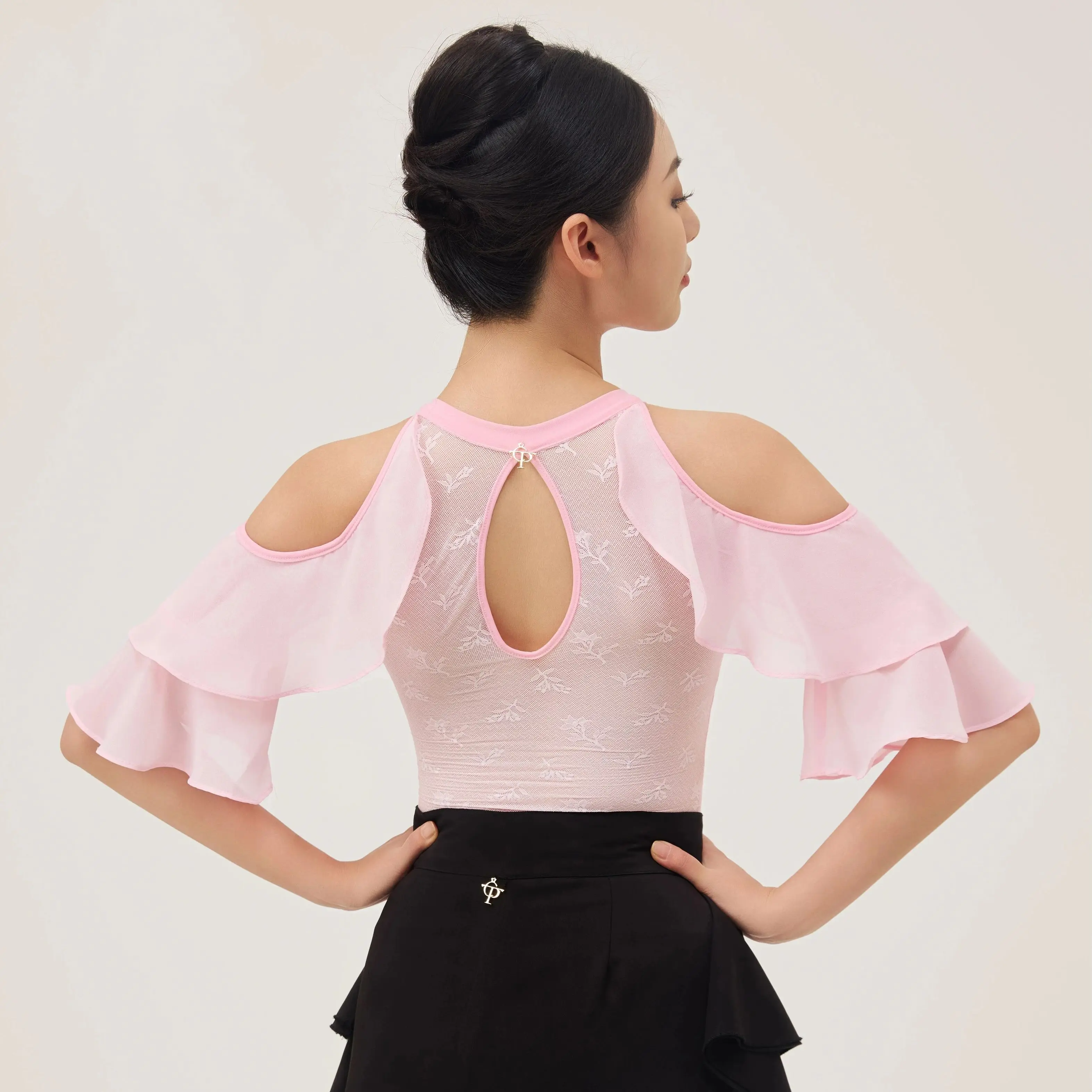 Latin Dance Costumes Waltz Dance Mesh Off Shoulder Top For Women Modern Rumba Tango Ballroom Dance Clothes Practice Wear DN22061