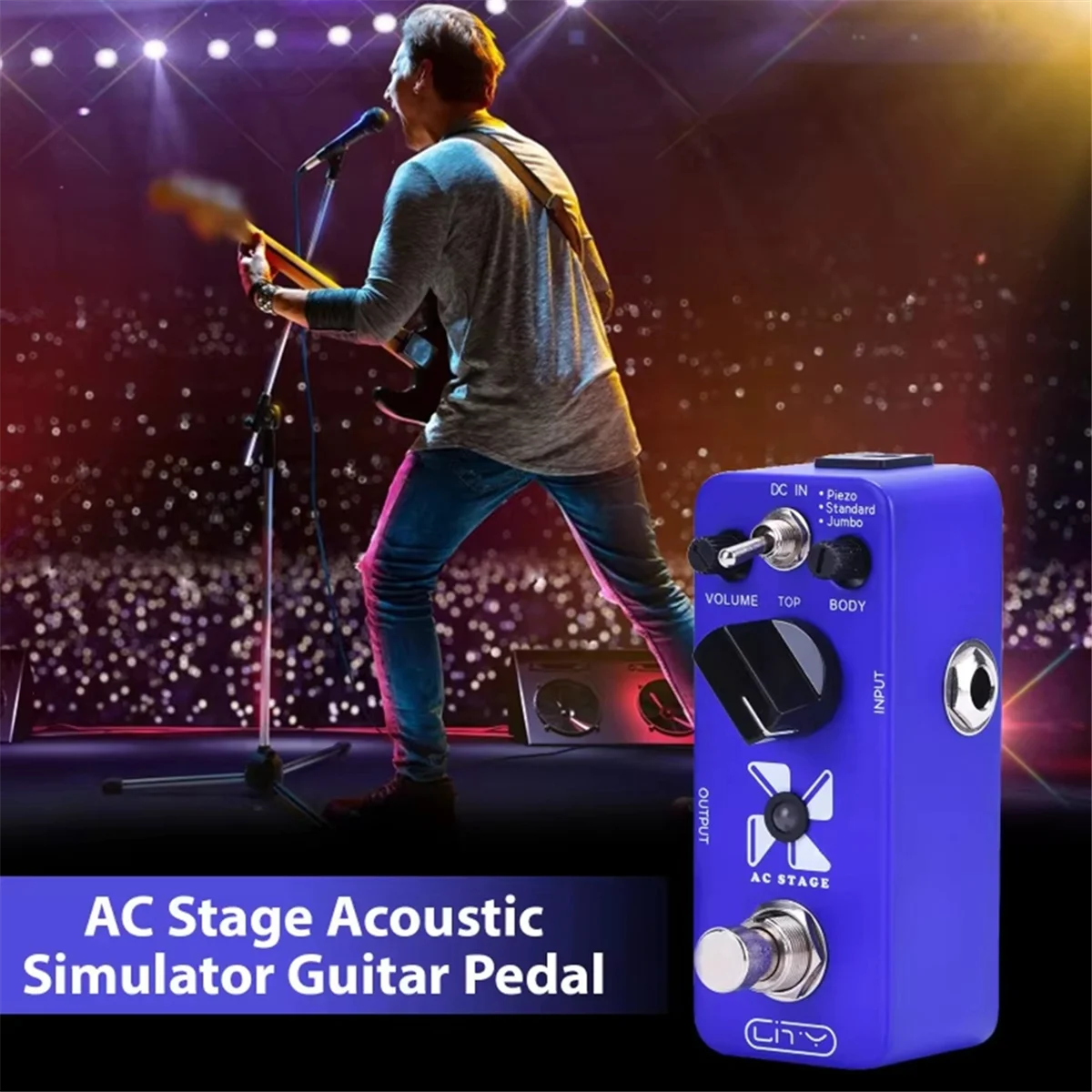 NEW Guitar Effect Pedal Acoustic Simulation AC Stage Electric Guitar Effect Pedal 3 Modes Piezo/Standard/Giant True Bypass