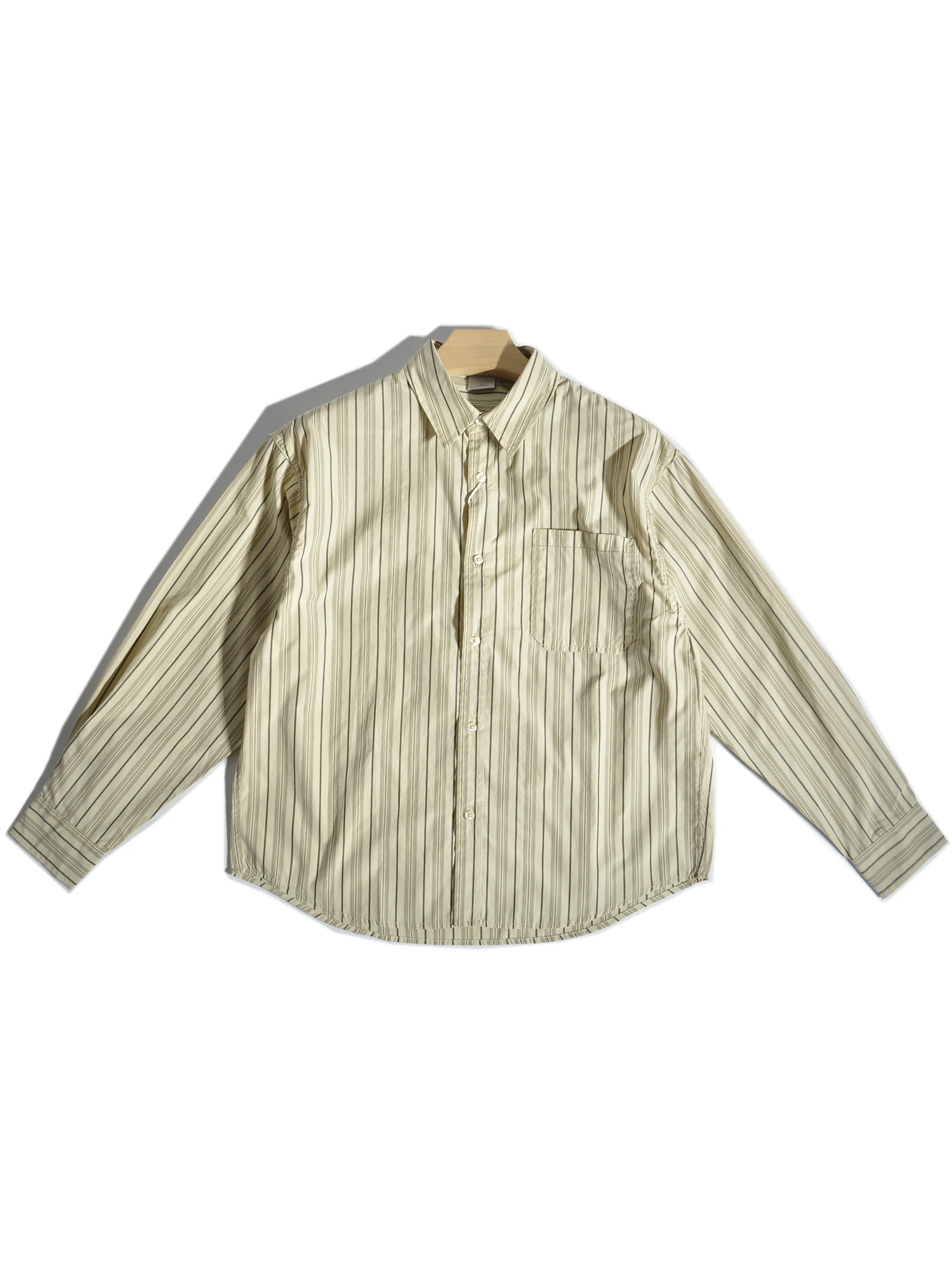 

Spring Summer Thin Japanese Sle Artistic Hong Kong Sle Color Blo Striped Long Sve Loose Fit American Casual irt