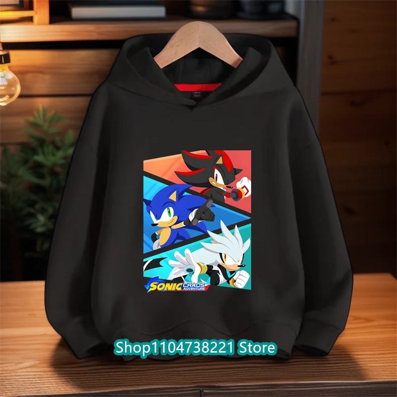 2025 caliente primavera otoño niños dibujos animados Anime Sonic Sudadera con capucha para niños sudadera coreana niños niñas lindos ropa suave de manga larga