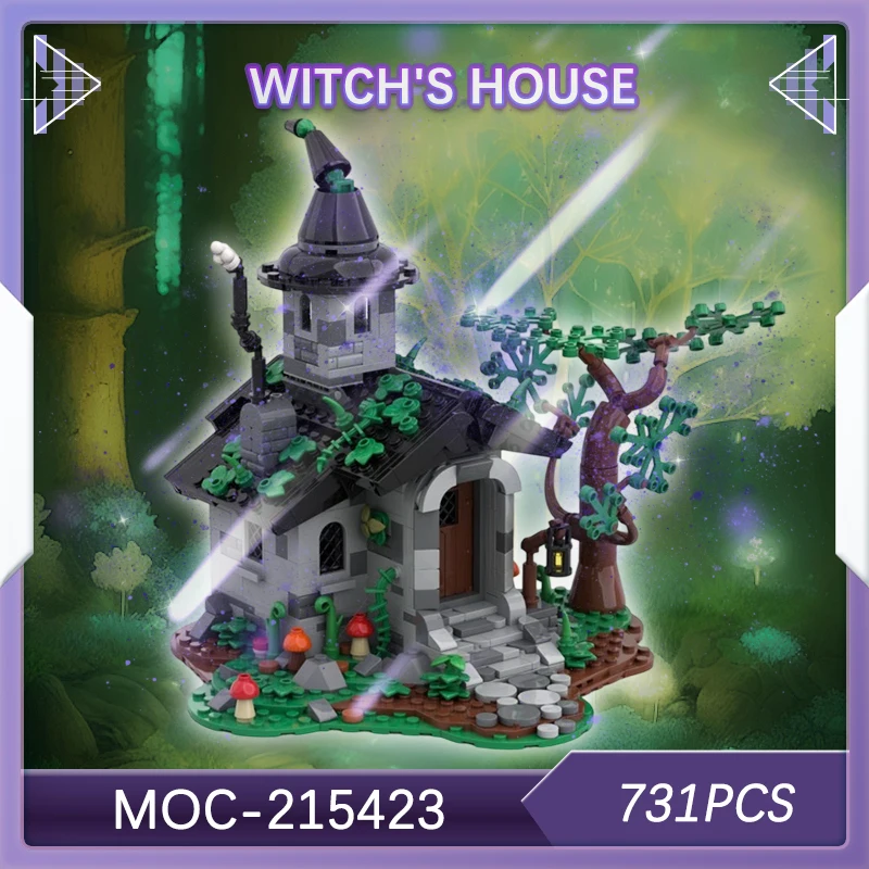 

731 шт., европейская средневековая магия, тематический набор строительных блоков для домика ведьмы, сборная модель для мальчиков, подарки на Хэллоуин MOC- 215423