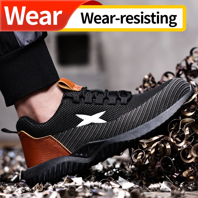 Sefty shoes men steel Toe  Ultra-light Soft Sole Anti-smashing And Anti-stabbing  Wear-resistant Work  Shoes