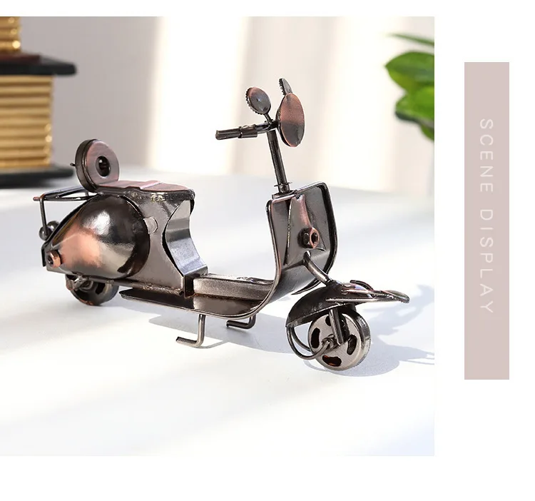 Handmade Iron Motorcycle Model Ornaments Retro Motor Figurine Iron Decoration Motorbike Prop Vintage Home Decor Shooting Props