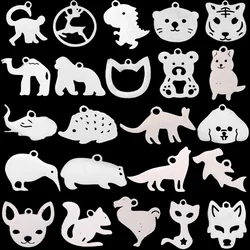 3pcs DIY Craft Bracelets Jewelry Animal Charms Monkey/Camel/Bear/Wolf/Tiger/Gorilla/Squirrel/Dog Tiny Stainless Steel Pendant