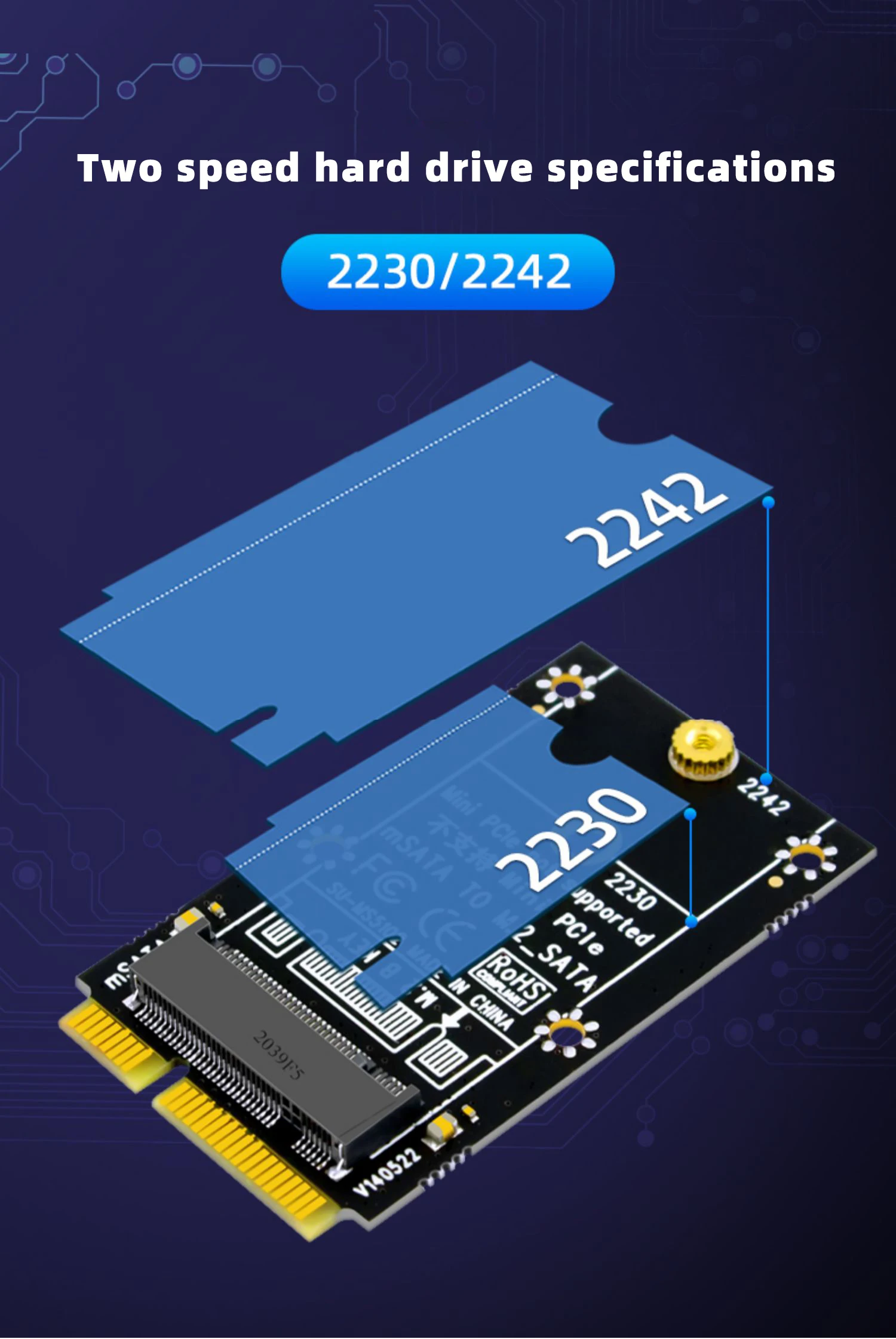 Adapter Card MSata to M.2 SATA for M2 B-KEY NGFF 2230 2242 SSD Hard Disk Expansion Card for MINI ITX Motherboards Converter Card
