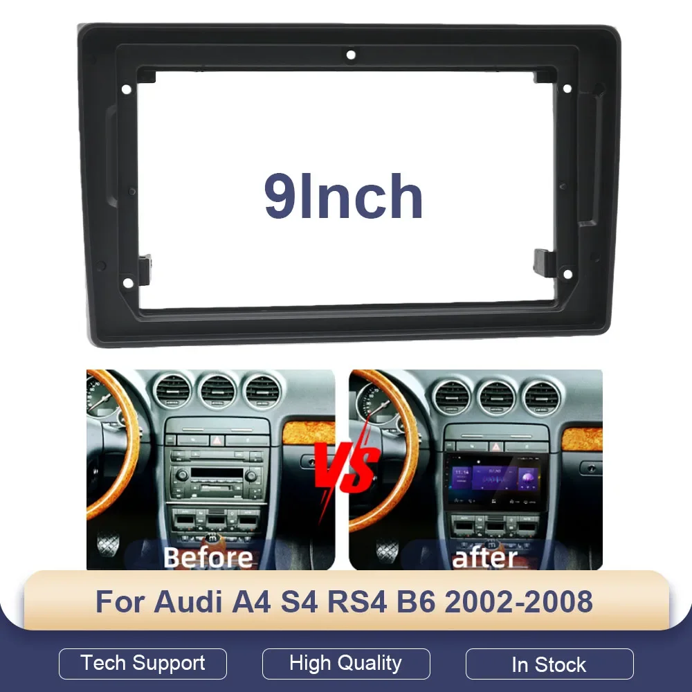 

Car Audio 9" Big Screen DVD Fascia Frame Adapter For Audi A4 S4 RS4 B6 2002-2008 2Din Dash Installation Panel Frame Kit