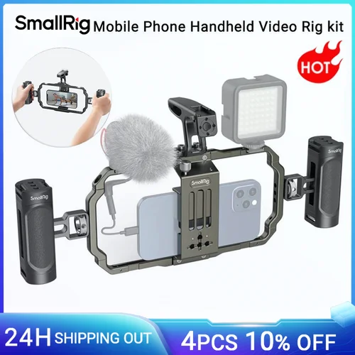 SmallRig-jaula Universal para teléfono móvil, para iPhone 17/16/Pro max, Sartphone, Vlogging, jaula con zapata fría para trípode con luz LED 2791