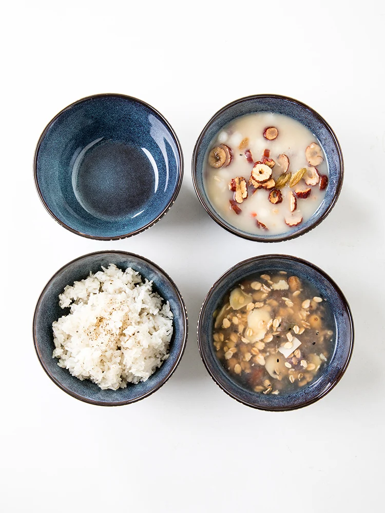 Hand-painted kiln glazed ceramic bowl 5-inch household noodle bowl eating anti-scalding small bowl