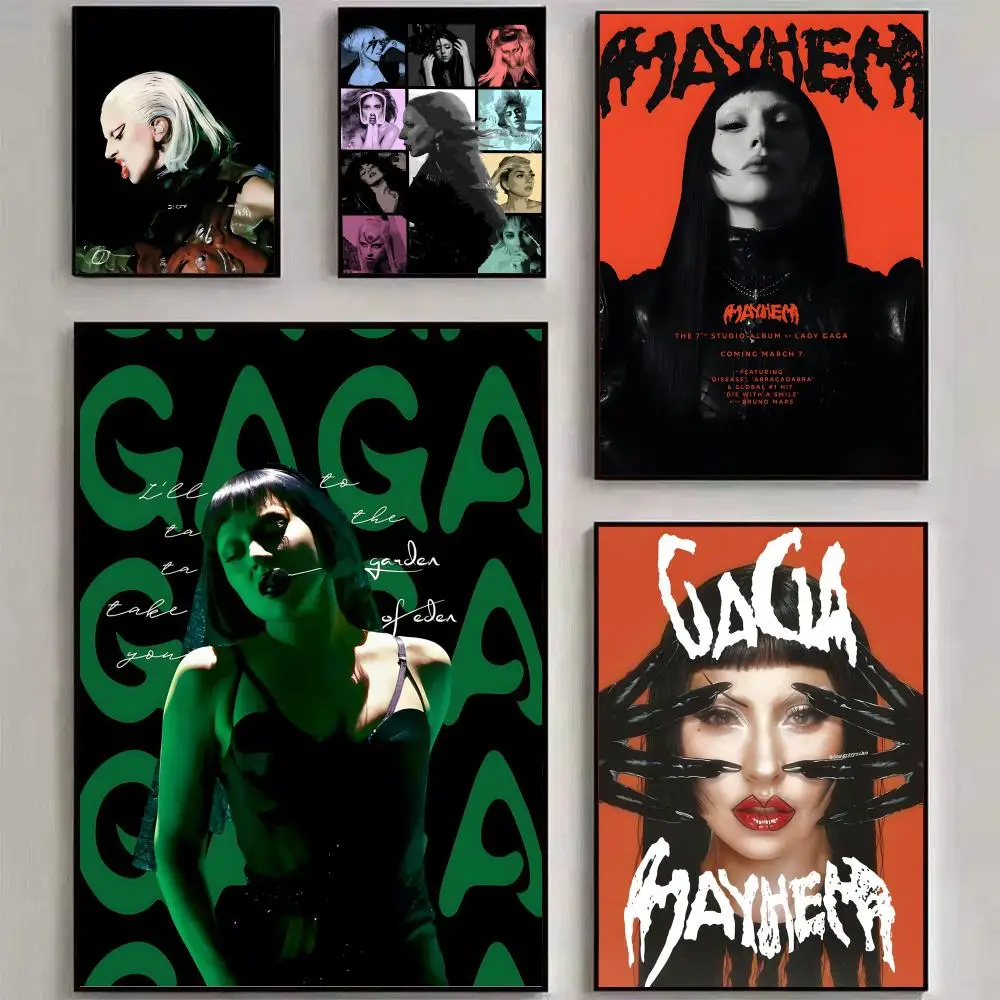 Singer Lady Gaga Vintage Comi Painting Calligraphy Canvas Poster Wall Art Aesthetic Home Decoration for Living Room
