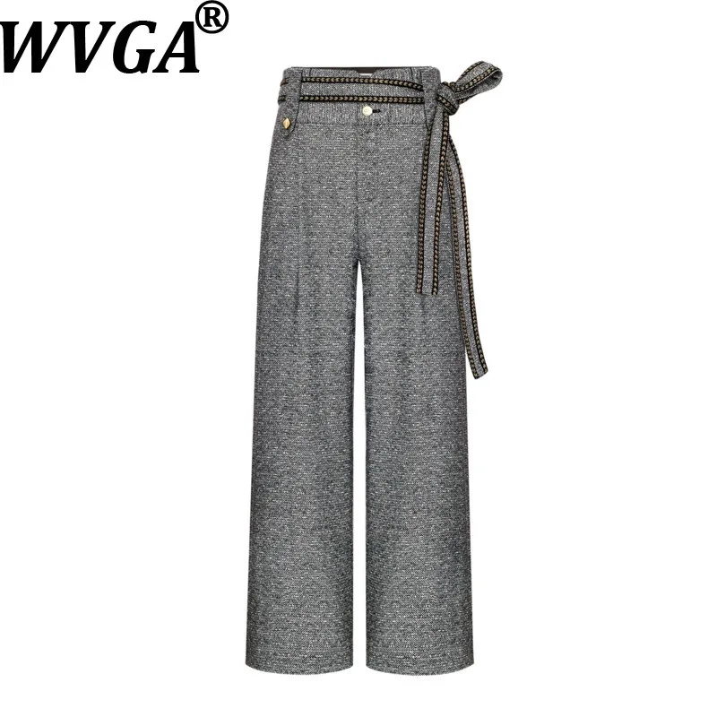 

Мужские брюки прямого кроя из шерсти с высокой талией и поясом, осенне-зимняя коллекция, модные, повседневные, в стиле streetwear, W18683