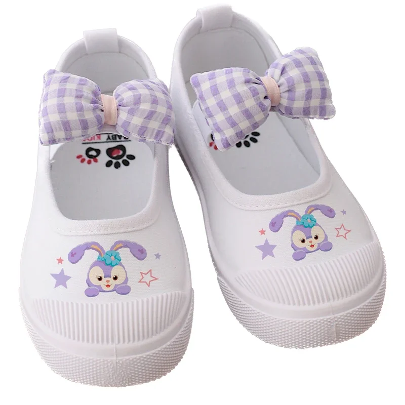 MINISO Sanrio Melody Kuromi Cinnamoroll Rabbit Kindergarten Bow piccole scarpe bianche Boy Girl Baby Indoor Leisure Time scarpe di tela