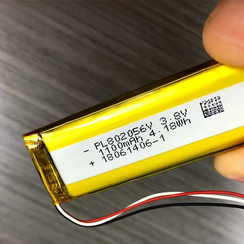 Rechargeable New Battery PL802056V 3.8V 1100mAh for Bluetooth Headset Scanning Pen Camera Recorder Battery with 3 Wire Plug