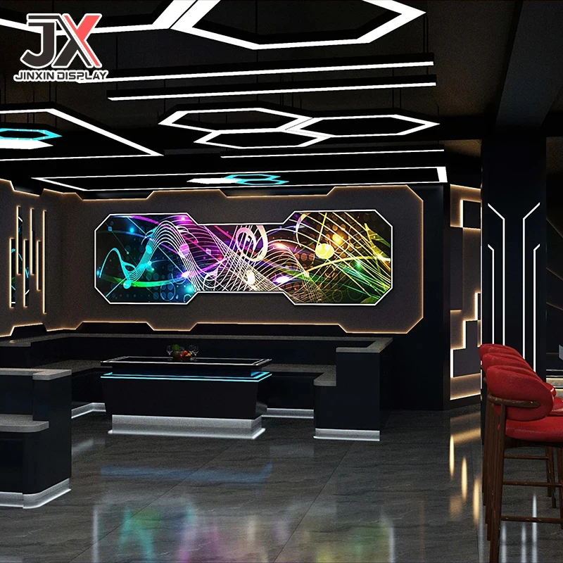 custom.High Quality Custom Design Rectangular LED Furniture Bar Cafe Restaurant | Premium Durable LED Showcases Shelves Prom
