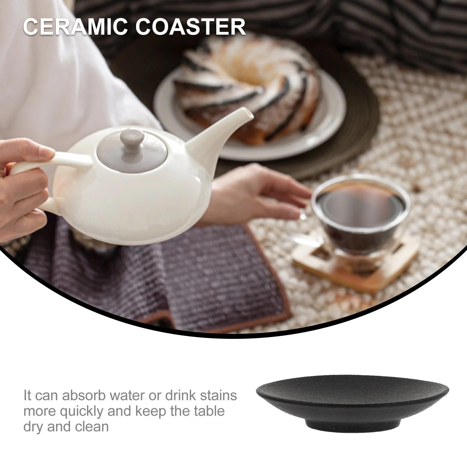 

1Pcs Ceramic Heat Insulation Coaster Premium Round Cup Mat Practical Kitchen Table Decor Absorbent Drink Stain Resistant