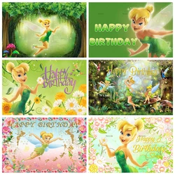 Disney Wonderland Tinkerbell Green Backdrop Custom Kids Birthday Party Banner Decoration Baby Shower Photography Background Prop