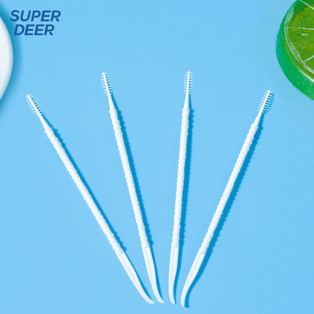 300 قطعة فرشاة مسواك محاصر مسواك بلاستيكية للاستعمال مرة واحدة فرشاة بين الأسنان المنزلية قطف الأسنان خيط تنظيف الأسنان