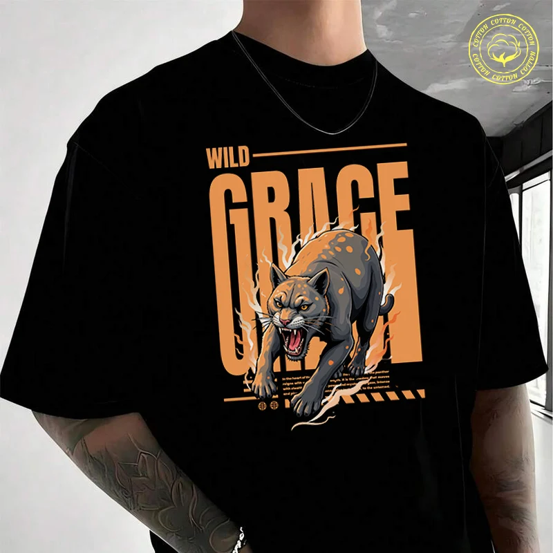 

Aggressive Panther In Gray Tones Moto Cotton T-Shirt New Men's Casual O-neck Short Sleeve Tees