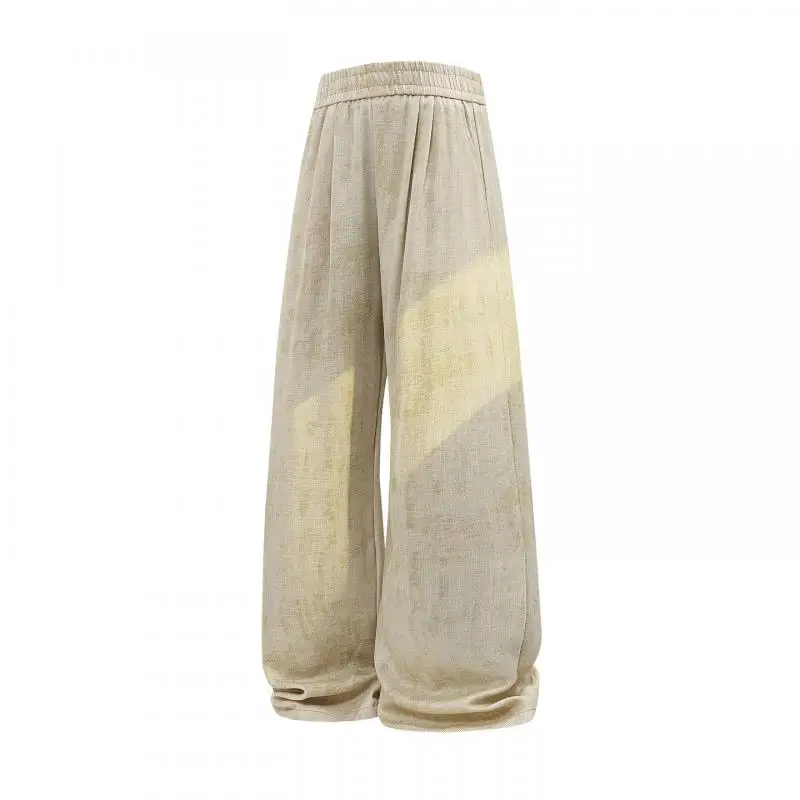 Plus Size Men's Loose Fit Tie Dye Wide Leg Pants Breathable Summer Trousers Elastic Waist Casual Long Pants for Men M-XXXXXXXXL