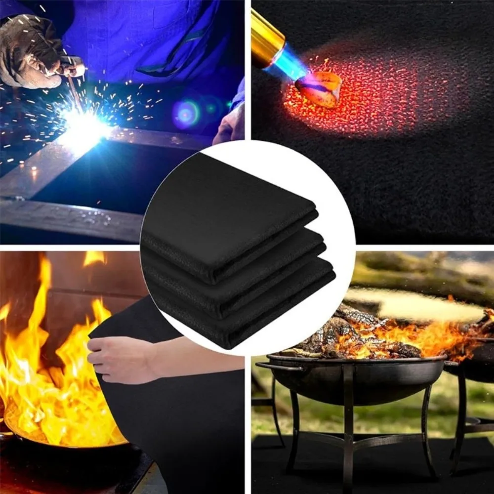 100*100 cm Koolstofvezel Vilt Brandwerende Vlamvertragende Torch Shield Mat Zwart Hittebestendig Solderen Beschermende Pad