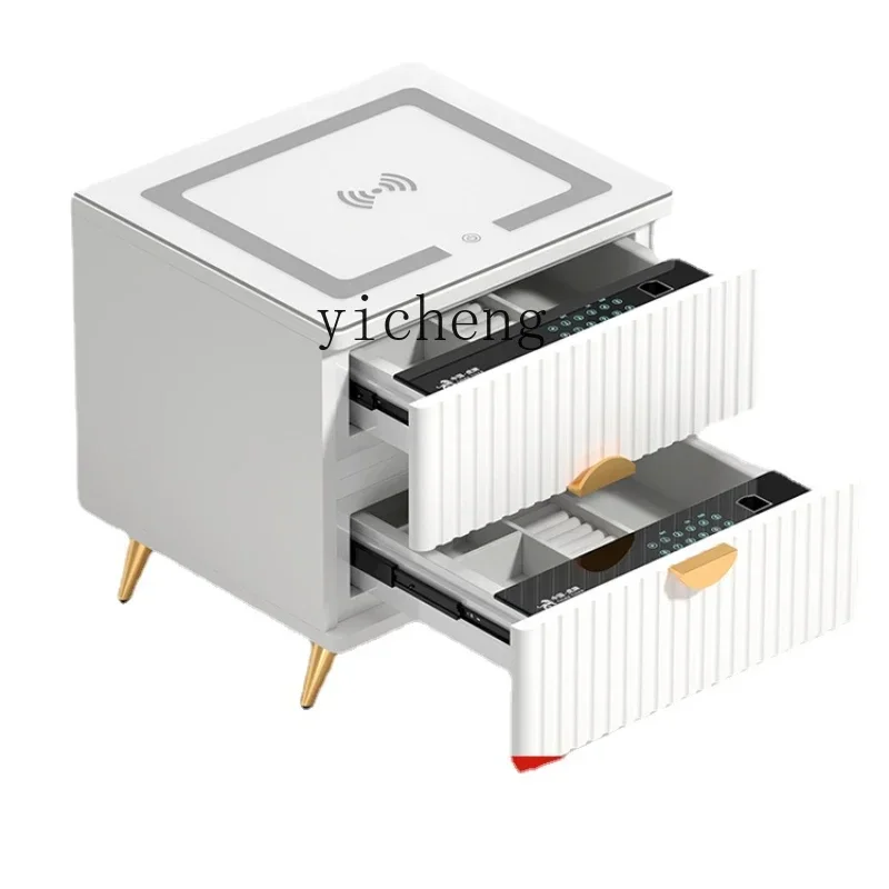 Household Small Bedside Table With Insurance Multifunctional Password Drawer Safe Box