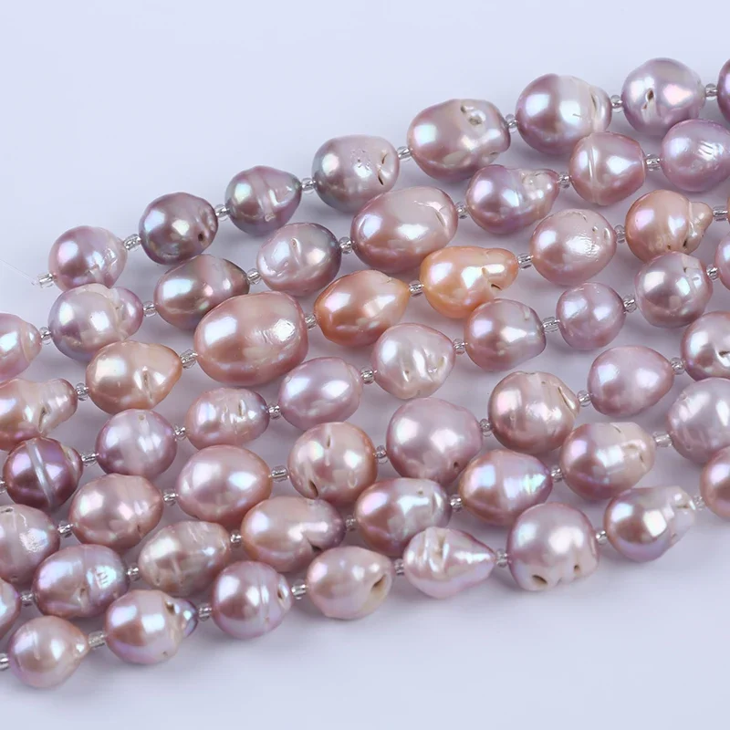 14-16mm Purple Big Size Fireball Shape Baroque Cultured Freshwater Pearl 18cm short strands For Jewelry Making