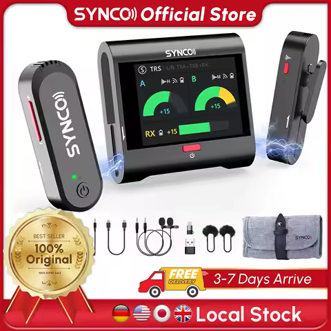 SYNCO G3 PRO 2.4G Wireless Dual Lavalier Mic Touch Screen 820FT 10H Noise Reduction for DSLR Phone Laptop Podcast Vlog