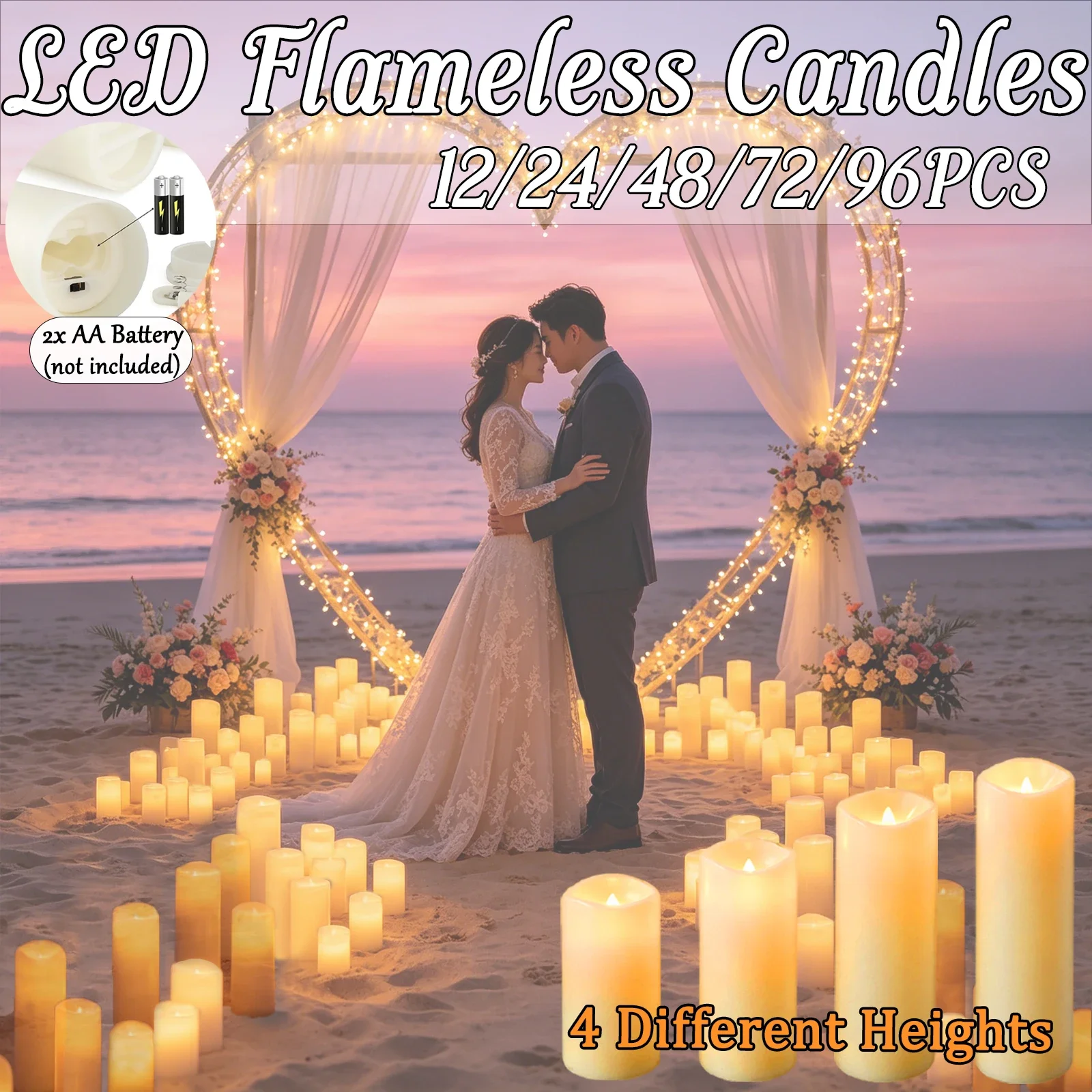 12-96pcs Fake LED Candles for Wedding Flameless LED Candles Battery Operated Candles for Concert Halloween Home Decoration