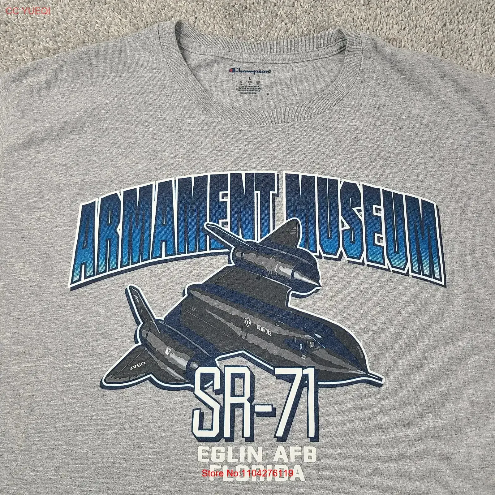 SR 71 Armament Museum T Shirt Men's Size Large Gray Eglin AFB vintage Washed Stretched Stylish Casual graphic fashion