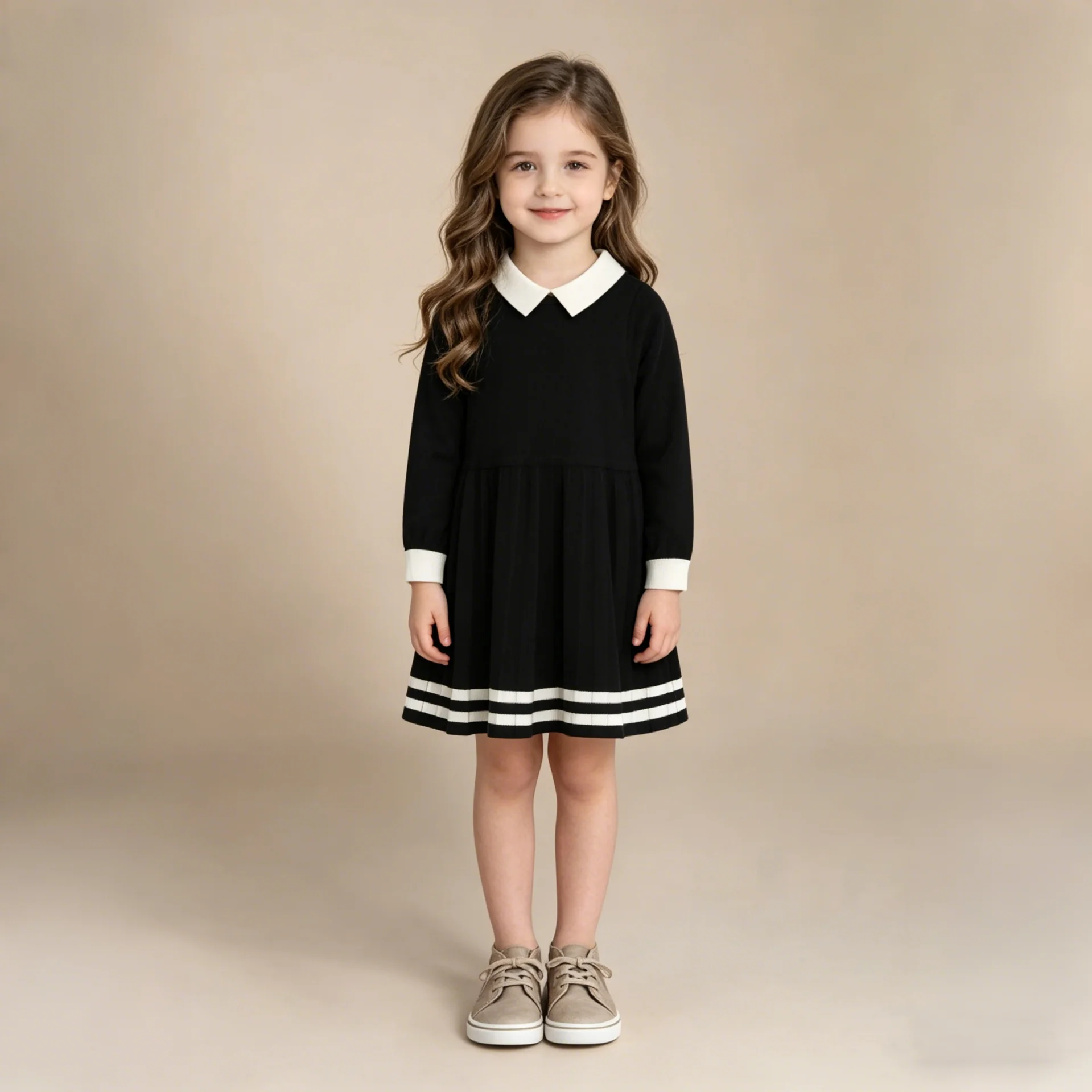 

2025 Autumn/Winter New Girls' Knitted Dress Baby Fashion Princess Dress Sweet and Warm Wool Dress