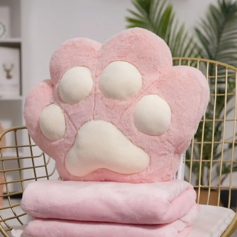 Hand Pillow Plush Cat Paw Pillow with Hand Pockets Soft Breathable Throw Cushion Lightweight Cute Paw-shaped Cushion for Sofa