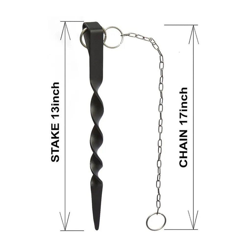 Stainless Steel Rain Chain Anchor Chain Kit with 12 inch Iron Spiral Stake and Flat Top Head for Secure Ground Insertion