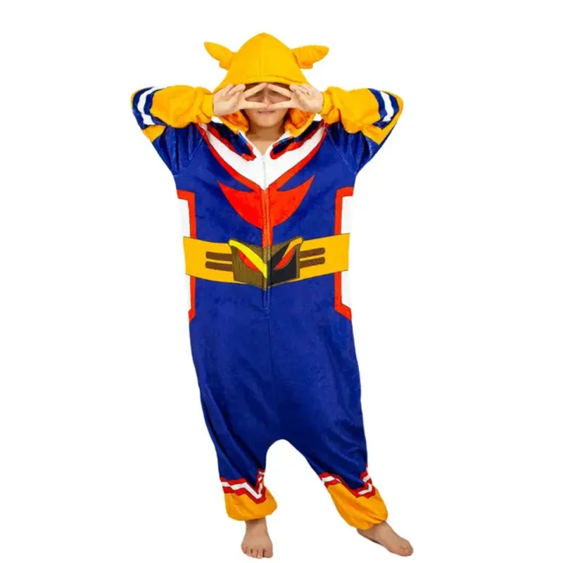 2025 New My Hero Academia All Might 코스프레 의상 목욕 가운 블루 점프 슈트 Anime Pajamas ly99