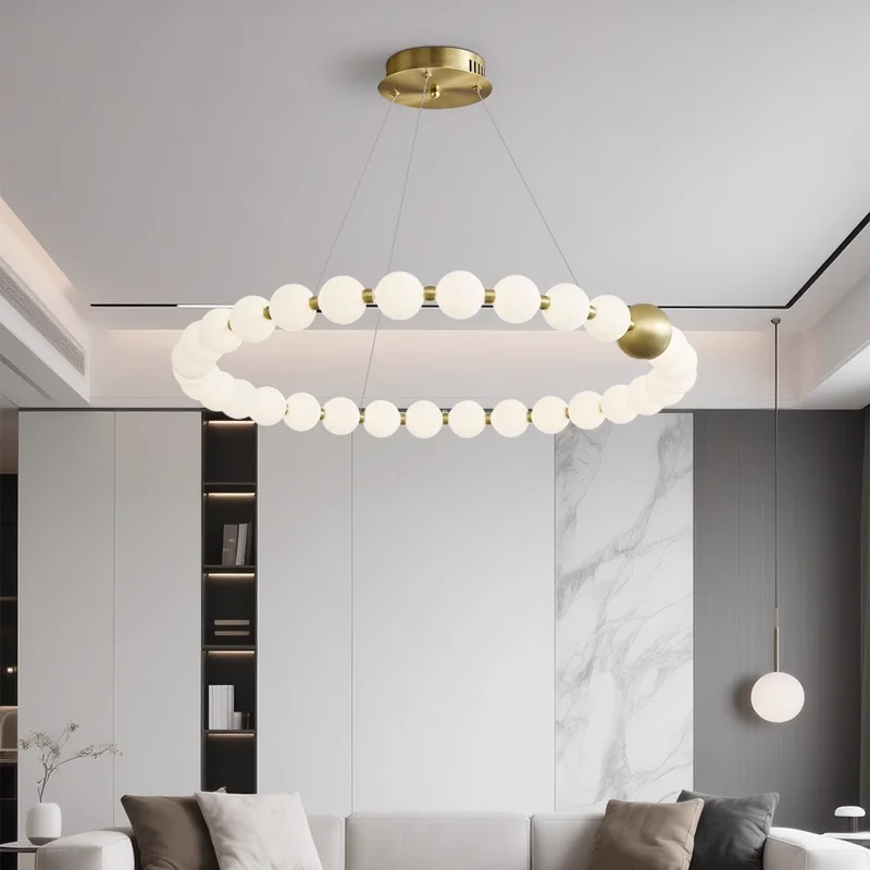 

Modern Pearl Necklace Industrial Ceiling Hanging Chandelier Lighting for Staircase Entryway Home Decoration and Appliance