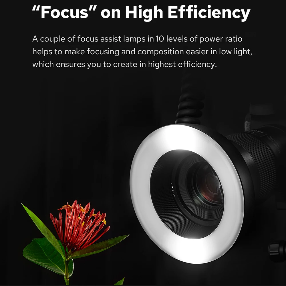 Godox MF-R76 ماكرو LED مصباح مصمم على شكل حلقة 5000K RING76 ماكرو عن قرب Speedlite ضوء فلاش لكانون نيكون 6D 7D 60D 70D كاميرات DSLR