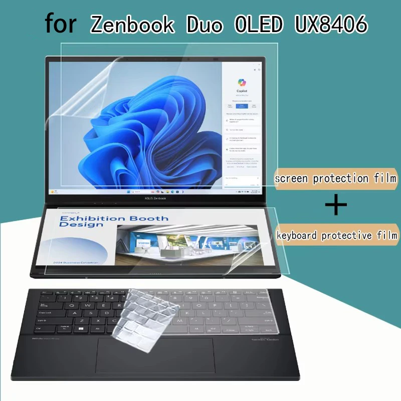 

Подходит для ASUS Zenbook Duo14 LED UX8406, пленка для экрана ноутбука, пленка для клавиатуры, HD ослепительная светоотражающая антисиняя пленка