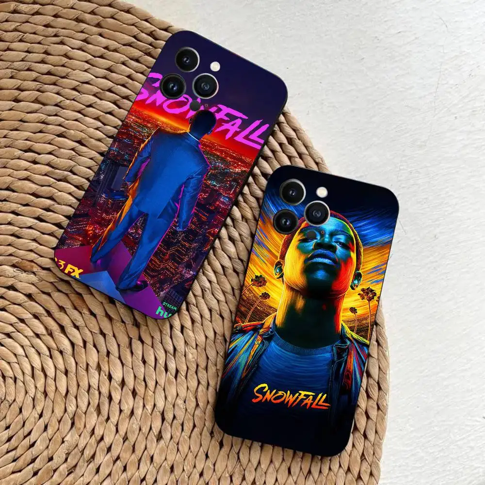 حافظة هاتف من المسلسلات التلفزيونية S-Snowfalls باللون الأسود لهاتف آيفون 17 16 15 14 13 12 11 PRO MAX PLUS غطاء جلد ناعم صغير من البولي يوريثان هدية #2