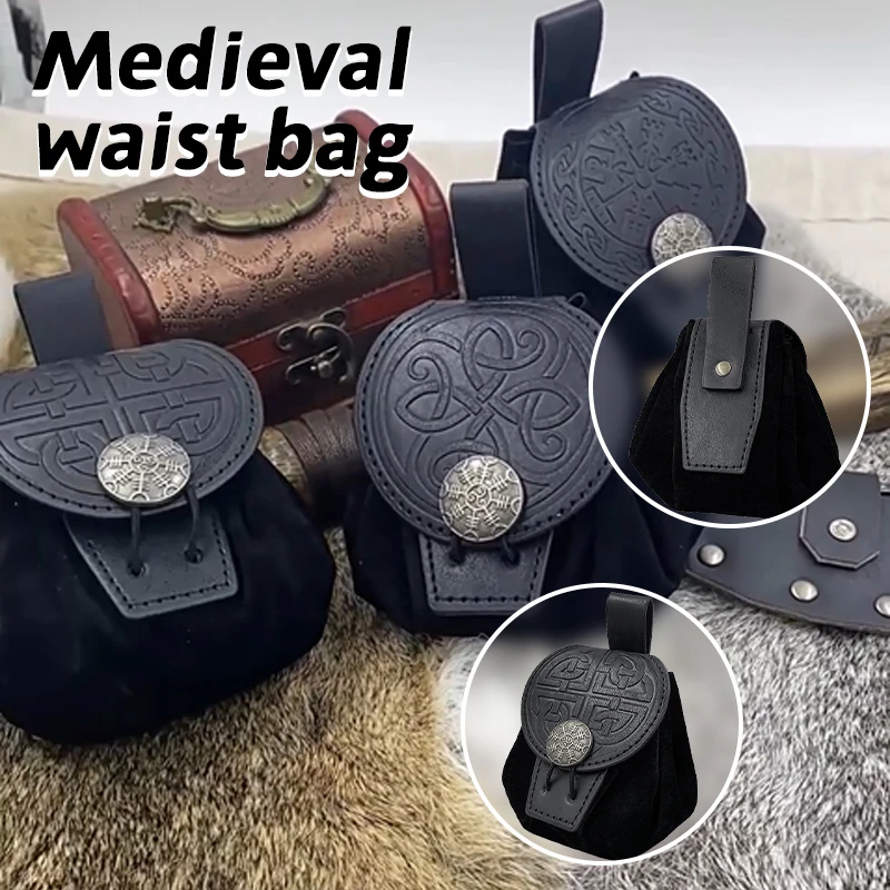 Medieval Punk Retro Waist Bag Renaissance Outdoor Belt Bag Wallet Travel Holiday Party Role Play Cosplay Hanging Coin Purse