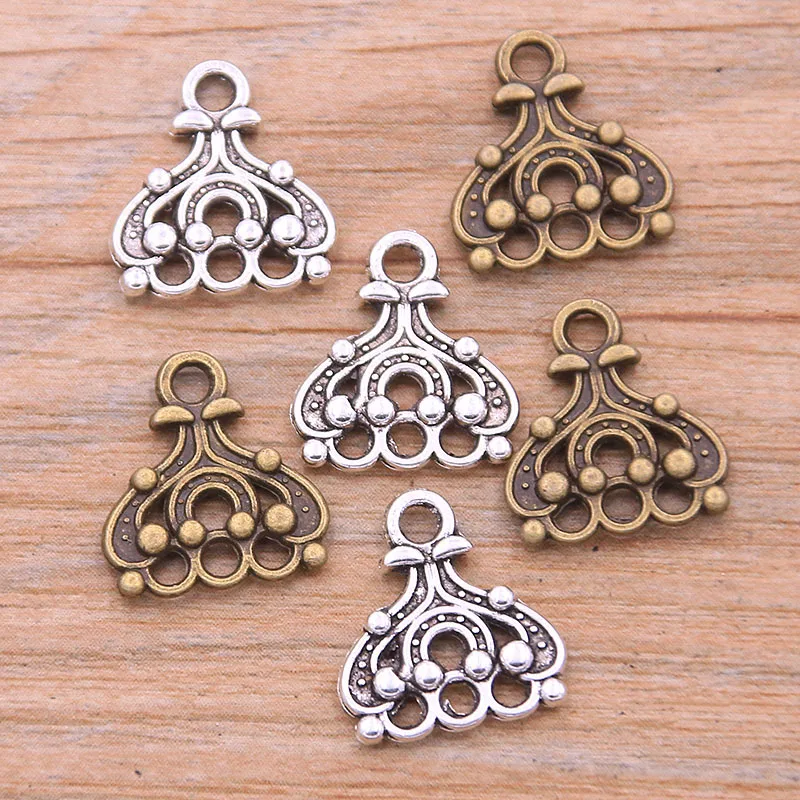 50PCS 13*14mm Wholesale New Product Two Color Small Porous Hollow Charms Connector Jewelry Metal Alloy DIY Marking