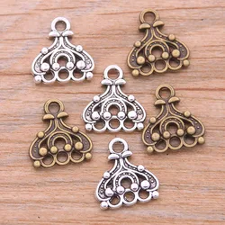 50PCS 13*14mm Wholesale New Product Two Color Small Porous Hollow Charms Connector Jewelry Metal Alloy DIY Marking